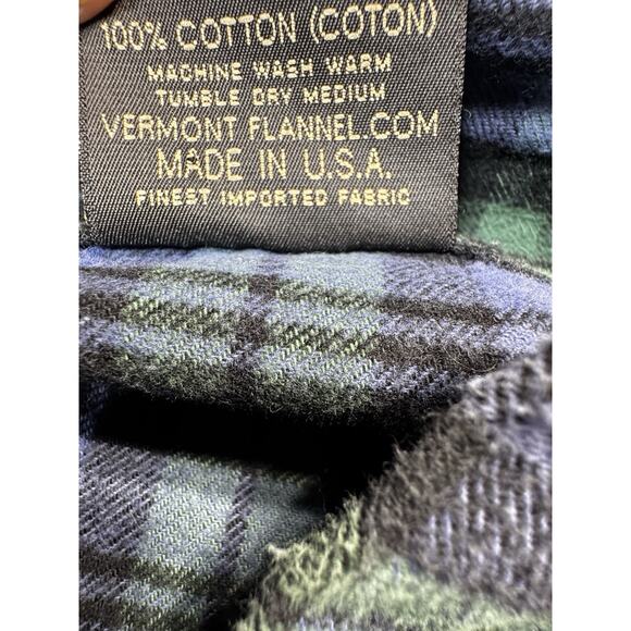 The Vermont Flannel Co Plaid Hooded Pullover Shirt Men’s Medium Blue Green Check - Picture 9 of 10